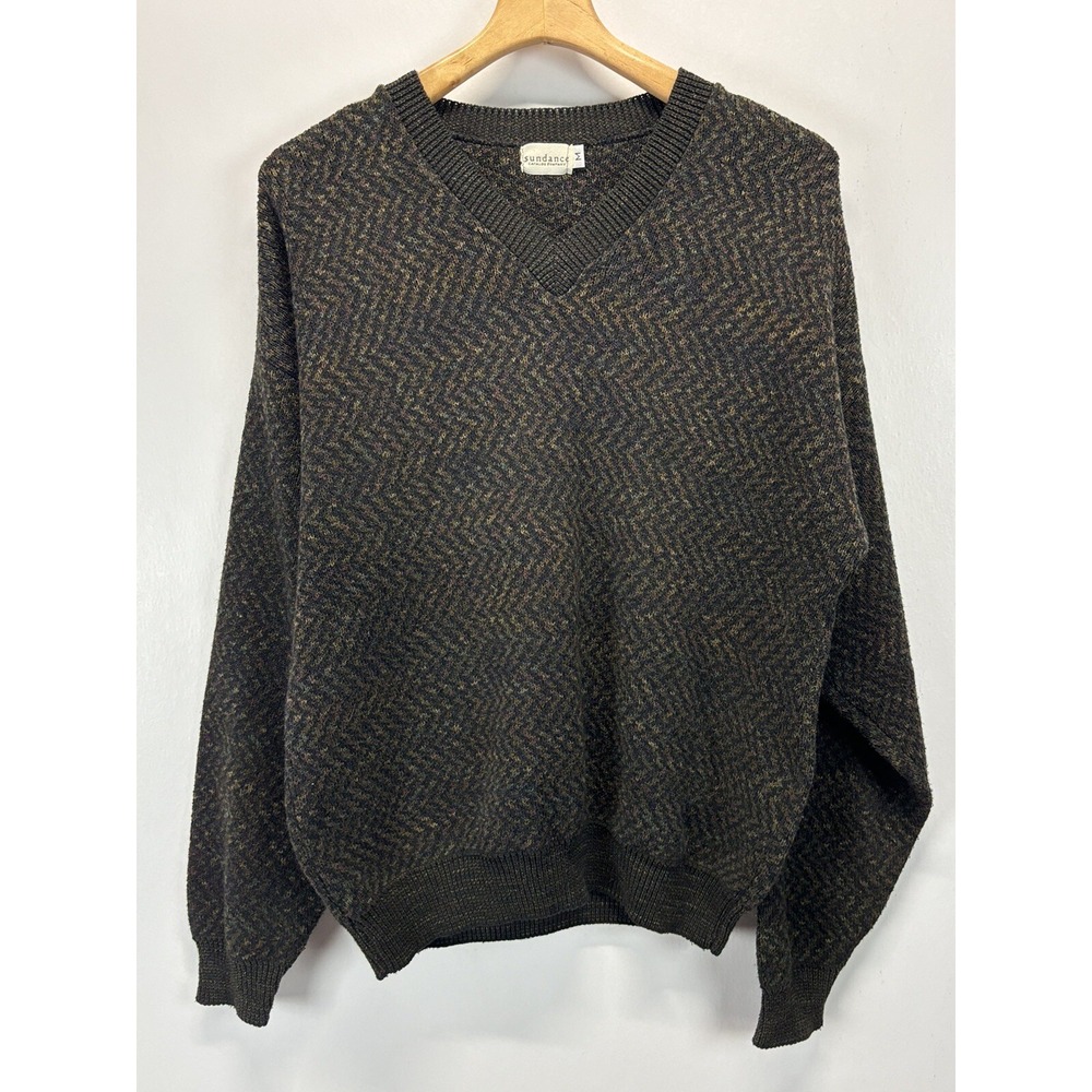 Vtg Men's Sundance Vneck Sweater Size Medium Grandpa Vneck 80's